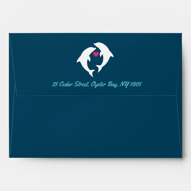 Playful Dolphin Wedding Envelope (Back (Top Flap))