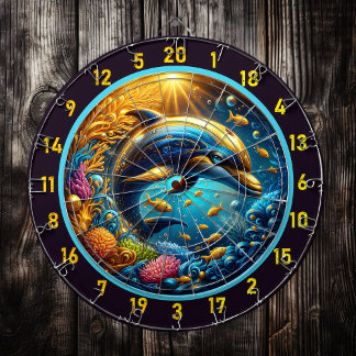 Playful Dolphins Dartboard: Game Room Star Dartboard