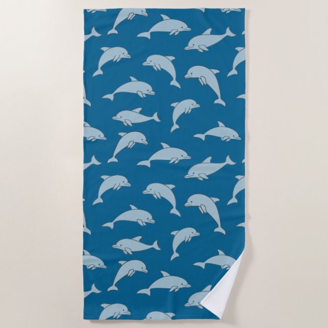 Playful Dolphins Design Beach Towel (Front)