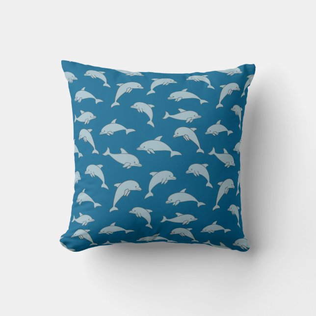 Playful Dolphins Design Throw Pillow (Front)