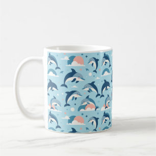 Playful Dolphins Pattern Coffee Mug