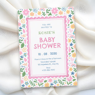 Playful doodle baby shower invitation