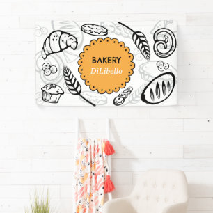 Playful Doodle Bread Illustrations Bakery Banner