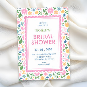 Playful doodle bridal shower invitation