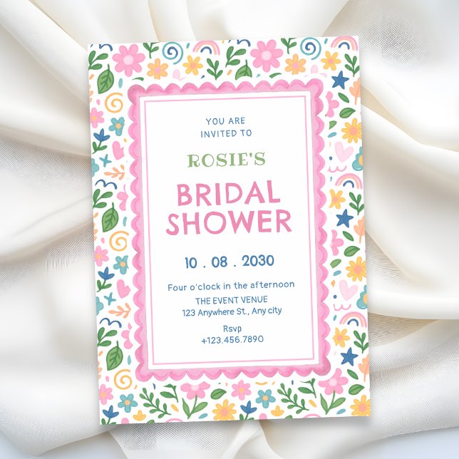 Playful doodle bridal shower invitation (Creator Uploaded)