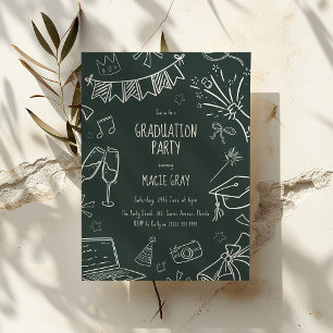 Playful Doodle Graduation Party Invitation