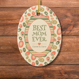Playful Dots Best Mum Ever Personalised Ceramic Tree Decoration