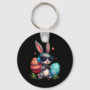 Playful Easter Bunny Gaming Headphones And Colorfu Key Ring