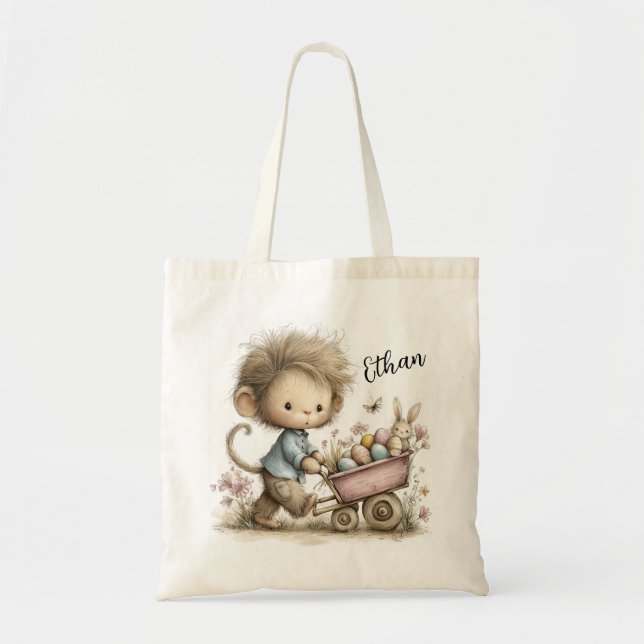 Playful Easter Monkey Illustration  Tote Bag (Front)