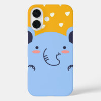 Playful Elephant Face Cute Blue Animal