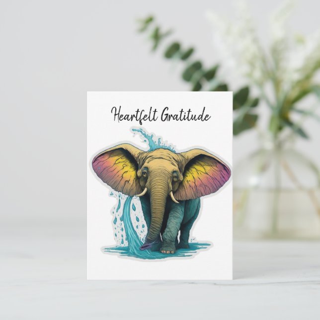Playful Elephant  Thank You Card (Standing Front)