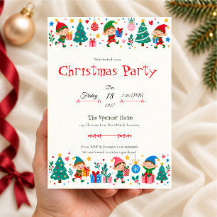 Playful Elf Christmas Party Invitation