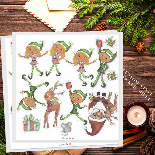Playful Elves and Dynamic Santa Poses Custom Cut