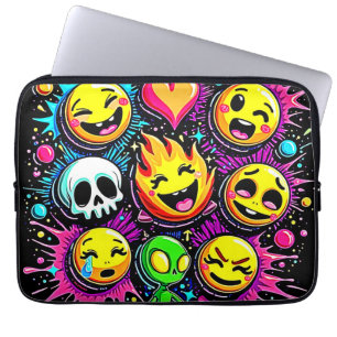 Playful Emoji Explosion Laptop Sleeve