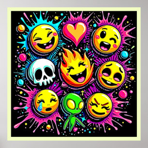 Playful Emoji Explosion Poster