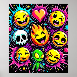 Playful Emoji Explosion Poster