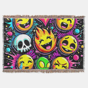 Playful Emoji Explosion Throw Blanket