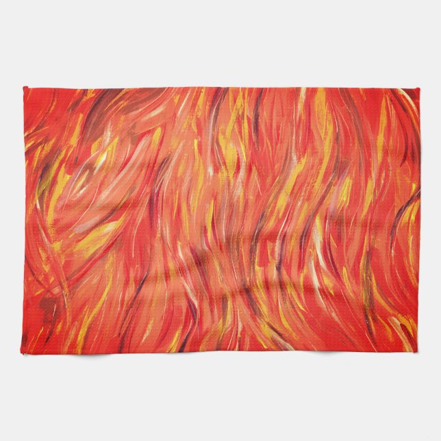 Playful Energy and Passion Original Abstract Art Tea Towel (Horizontal)