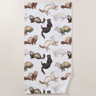 Playful Ferret Business  Beach Towel