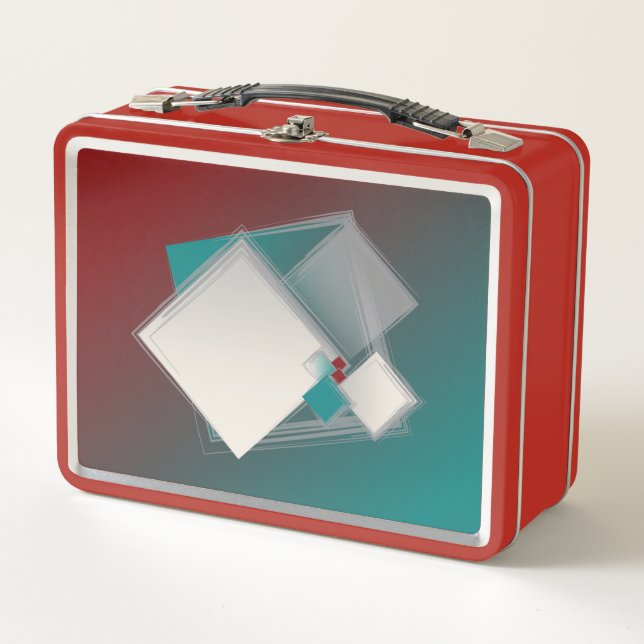 Playful Fibonacci squares Metal Lunch Box (Front)