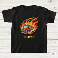 Playful Fire Truck Surrounded by Flames