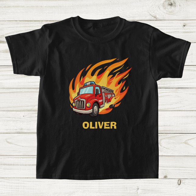Playful Fire Truck Surrounded by Flames T-Shirt (Creator Uploaded)