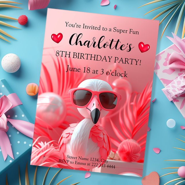 Playful Flamingo Fiesta Birthday Invitation (Creator Uploaded)
