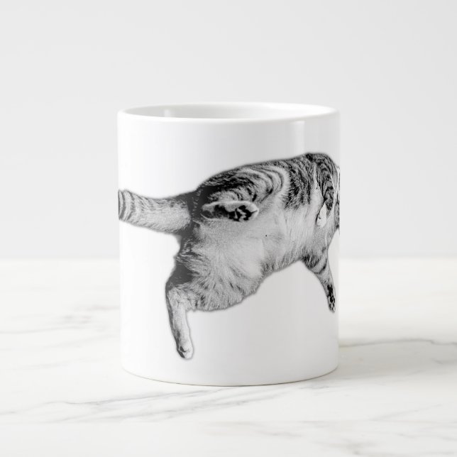 Playful Flip in Black and White Large Coffee Mug (Front)