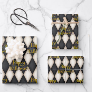 Playful Floating Text Gothic Harlequin Wrapping Paper Sheet