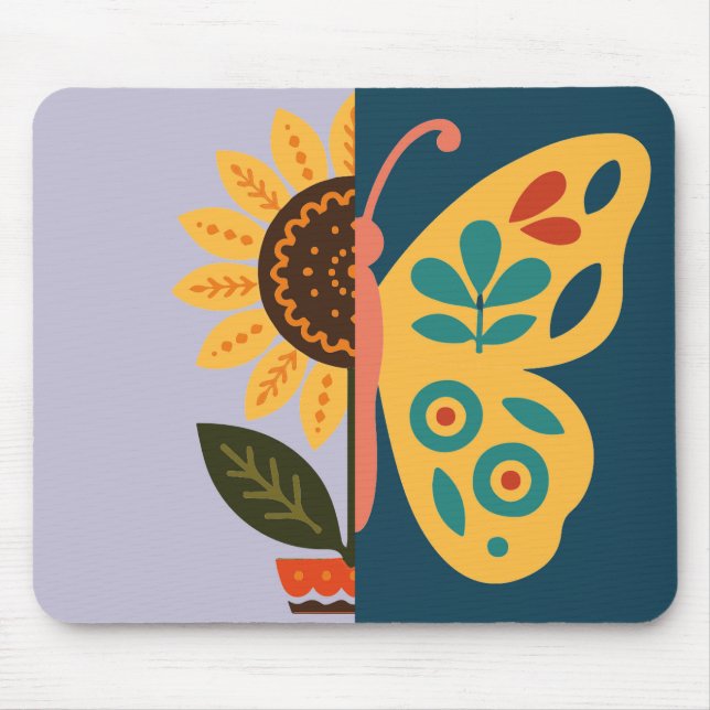 Playful floral and butterfly design  mouse pad (Front)