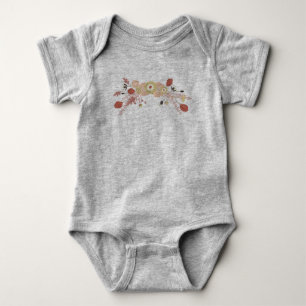 Playful Floral Mix Peach Green Whimsical Baby Bodysuit