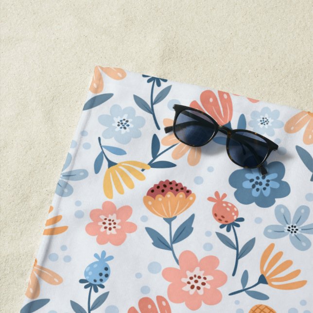 Playful Floral Pattern Bath Beach Towel (In Situ)