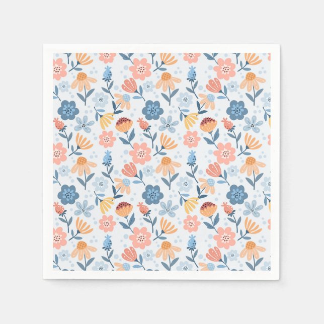 Playful Floral Pattern Napkins (Front)