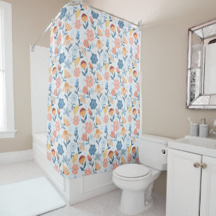 Playful Floral Pattern Shower Curtain