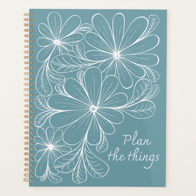 Playful Flowers on Teal Planner (Front)