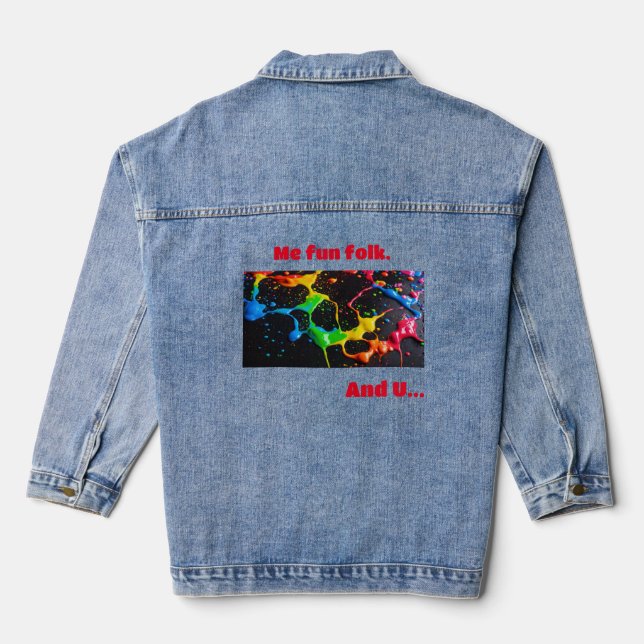 "Playful Folklore: Women's Denim Jacket  (Back)