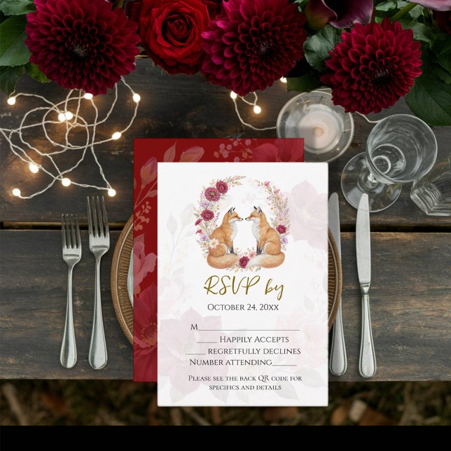 Playful Fox Autumn Wedding RSVP Card (Creator Uploaded)