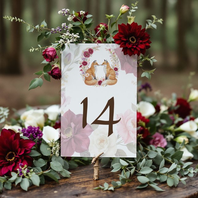 Playful Fox Autumn Wedding Table Number (Celebrate your love with rustic charm and woodland romance!)