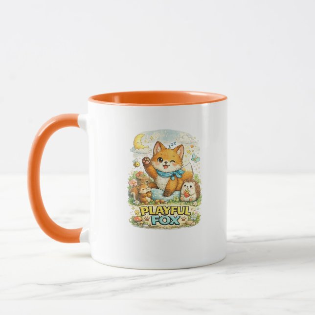Playful Fox Cute Woodland Coffee Mug (Left)