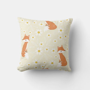 Playful Foxes and Daisies Cushion