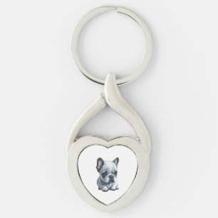 Playful French bulldog sitting Key Ring