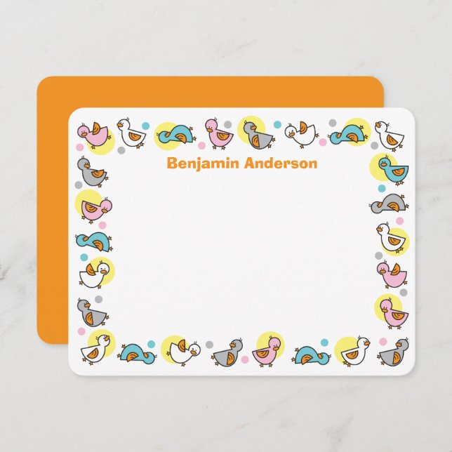 Playful Fun Duckies Ducklings Pastels Baby Shower Thank You Card (Front/Back)