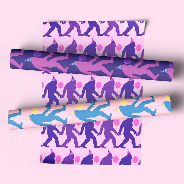 Playful & Funny Bright Colourful Birthday Bigfoot  Wrapping Paper Sheet (Creator Uploaded)