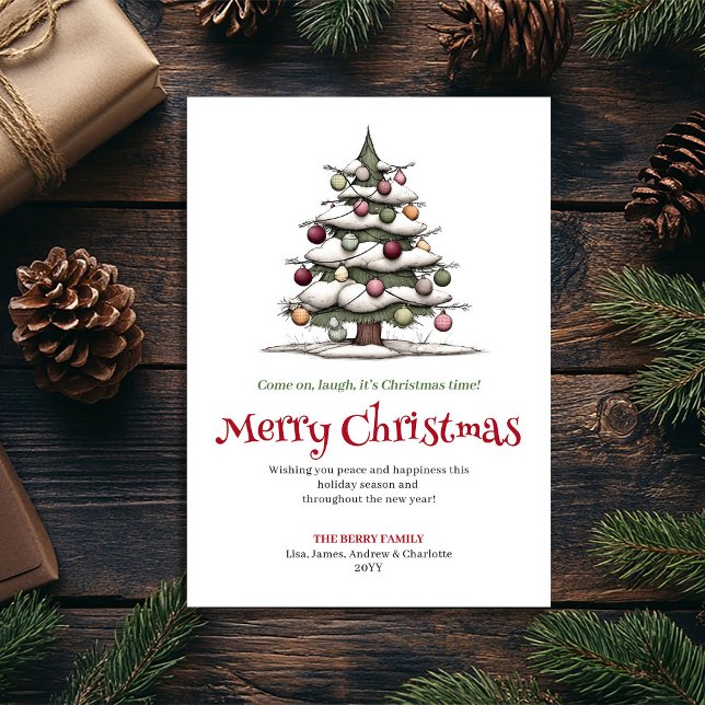 Playful Funny Christmas Tree Digital Greeting Holiday Card (Playful Funny Christmas Tree Digital Greeting Holiday Card)