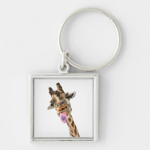 Playful Funny Giraffe Tongue Out Keychain Gift