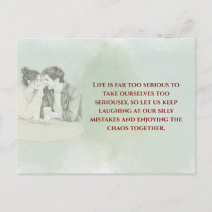 Playful & Funny Love Quote Postcard Laughing Cou