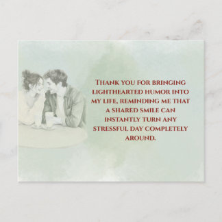 Playful & Funny Love Quote Postcard | Laughing Cou
