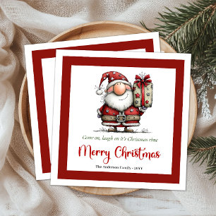 Playful Funny Quirky Santa Cartoon Christmas Napkin