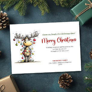 Playful Funny Reindeer Holiday Greeting Card