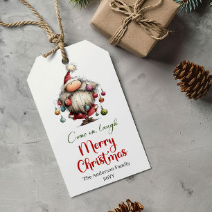 Playful funny Santa gift tag watercolor design